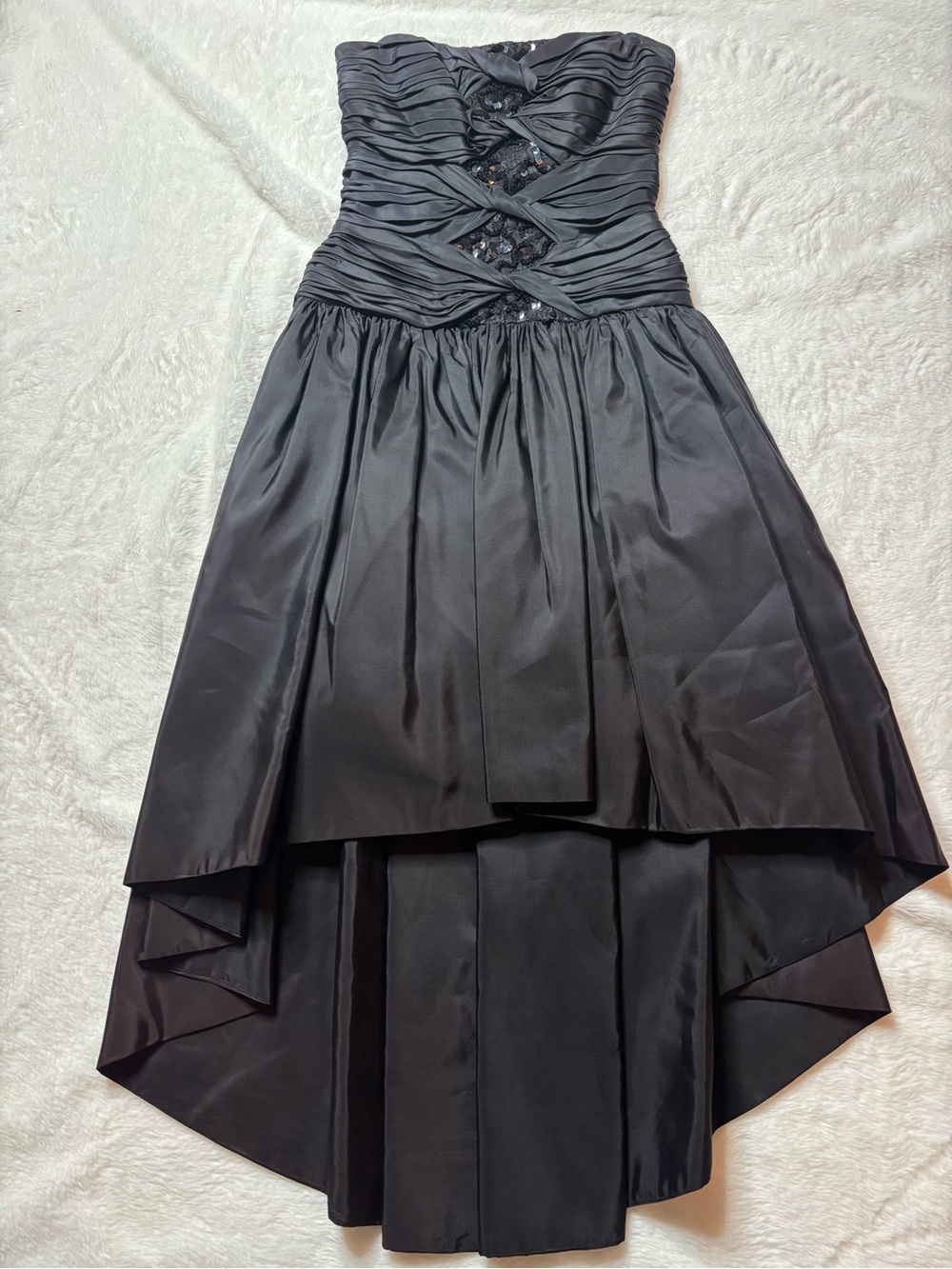 Tadashi Shoji Black Strapless High-Low Evening Dress